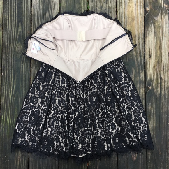 Robert Rodriguez Dress Size 2 Neiman Marcus Black Lace Mini Strapless - Picture 3 of 13